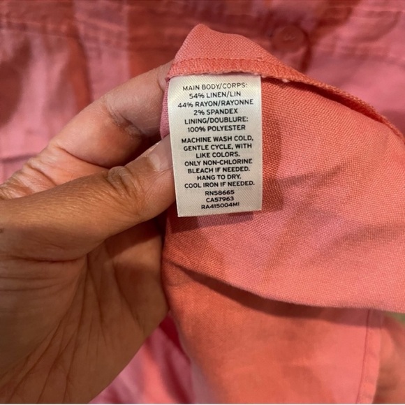 NWT Rachel Parcell Midi Dress Size XXL Pink Linen Blend Ruffled Button Down - Picture 9 of 9